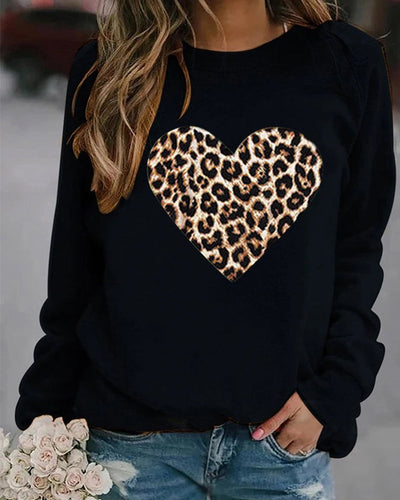 Leopardenherz-Pullover für Frauen
