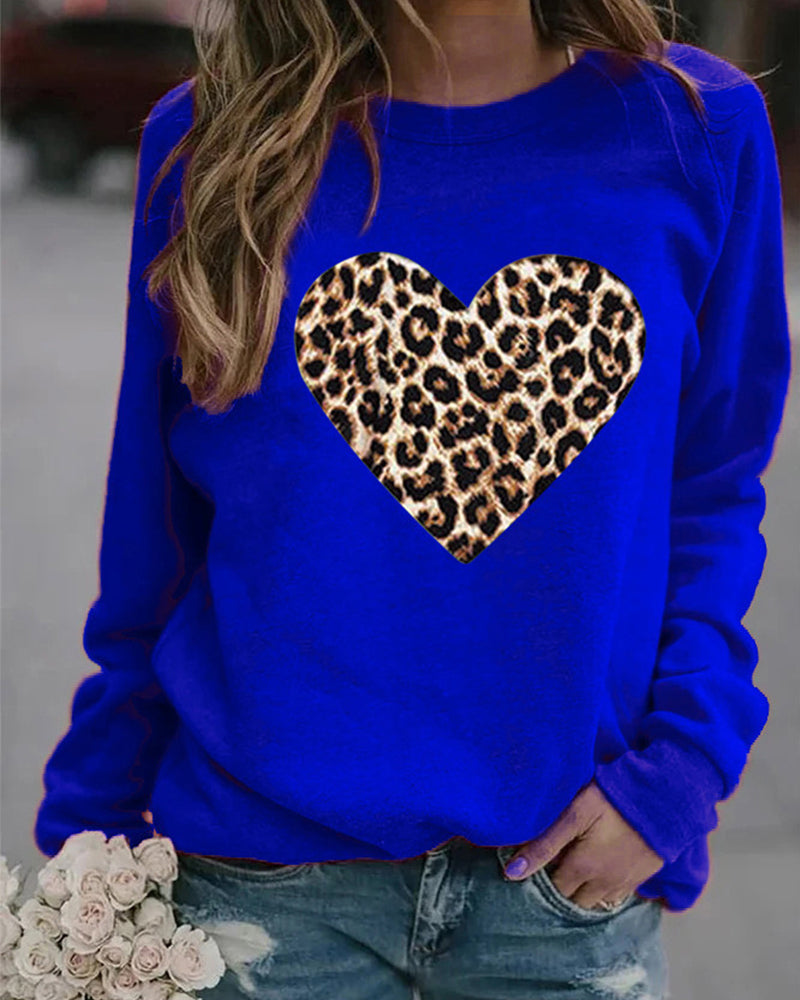 Leopardenherz-Pullover für Frauen