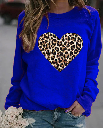 Leopardenherz-Pullover für Frauen