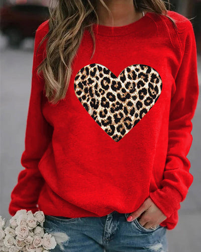 Leopardenherz-Pullover für Frauen