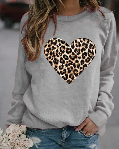 Leopardenherz-Pullover für Frauen