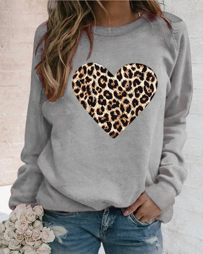 Leopardenherz-Pullover für Frauen