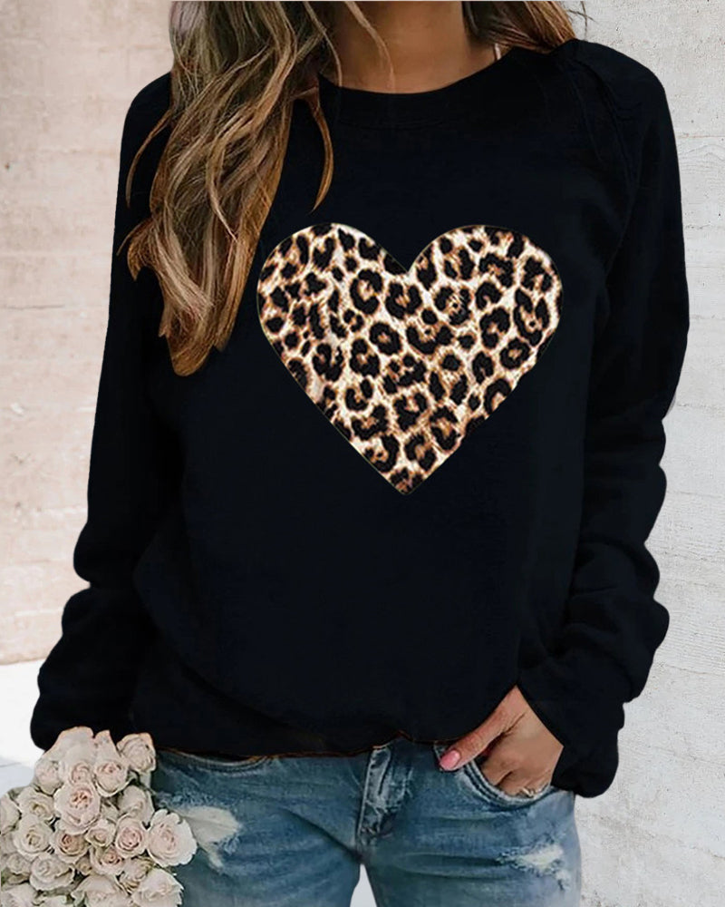 Leopardenherz-Pullover für Frauen