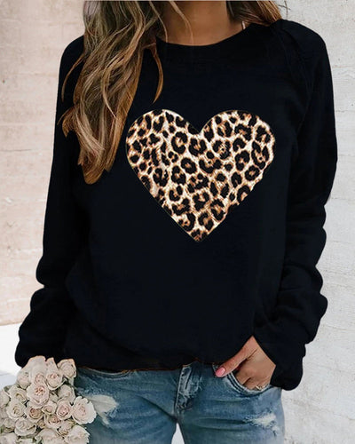 Leopardenherz-Pullover für Frauen
