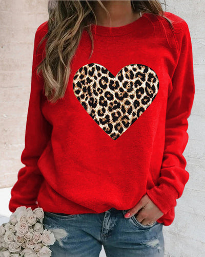 Leopardenherz-Pullover für Frauen