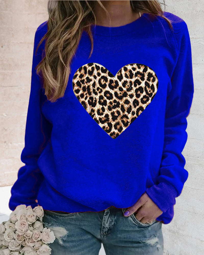 Leopardenherz-Pullover für Frauen