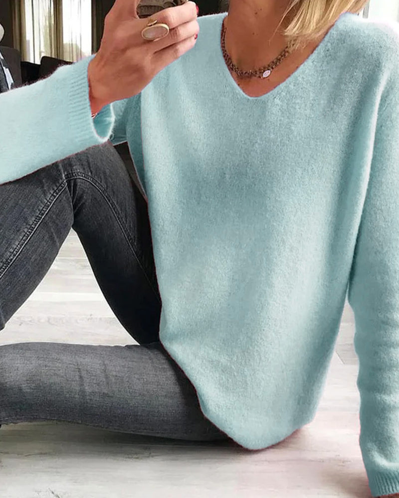 Pullover mit V-Ausschnitt in Übergröße für Damen