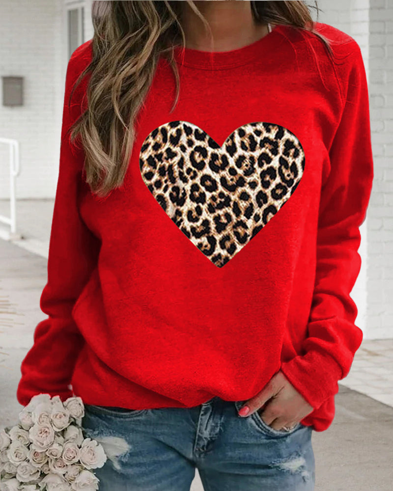 Leopardenherz-Pullover für Frauen