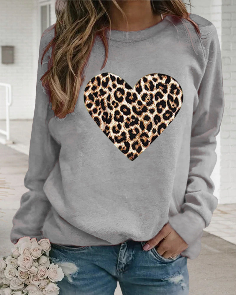 Leopardenherz-Pullover für Frauen
