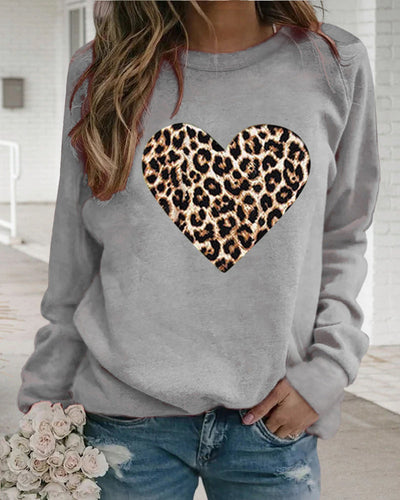 Leopardenherz-Pullover für Frauen