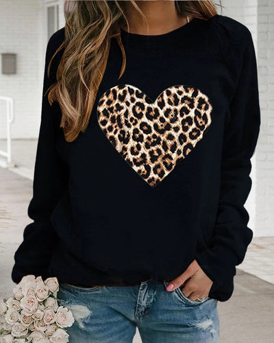 Leopardenherz-Pullover für Frauen
