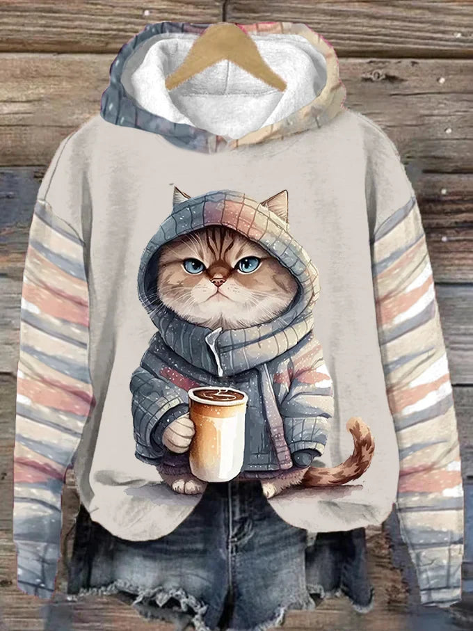 Katze und Kaffee Pullover für Damen