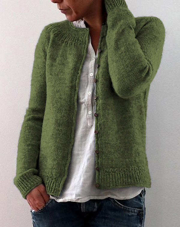 Grüne Strickjacke mit Knöpfen für Damen