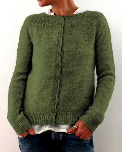 Grüne Strickjacke mit Knöpfen für Damen
