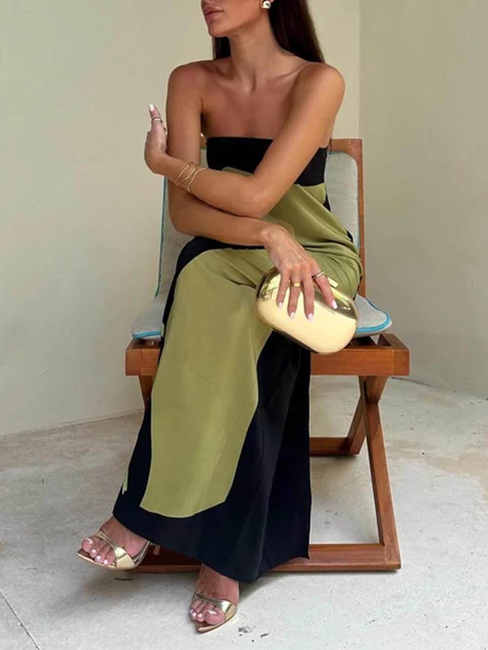 Sommerkleid für Damen - Leichtes Bandeau-Maxikleid mit tropischem Muster