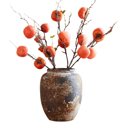 Harvest Bloom Dekorative Vase – Künstlerisches Design mit Texturierter Oberfläche und Fruchtinspirierter Stiele