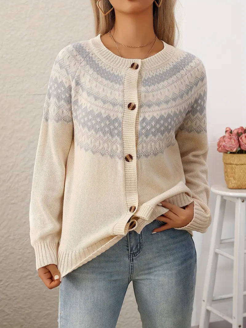 ELEGANTER GEOMETRISCHER MUSTER STRICKCARDIGAN | MODERNER STIL, KOMFORTABEL, VIELSEITIG
