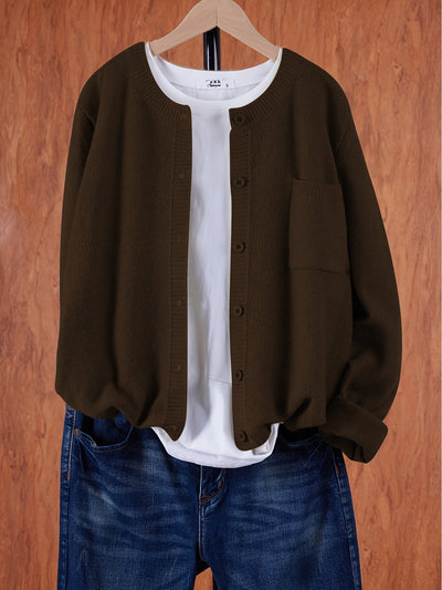 Strickjacke mit Aufgesetzter Tasche für Damen
