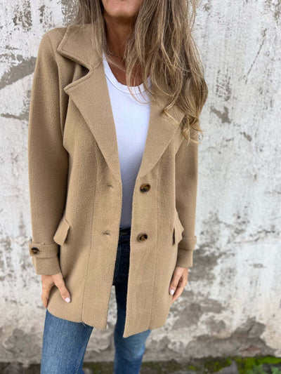 Strickmantel mit Geknöpftem Revers für Damen