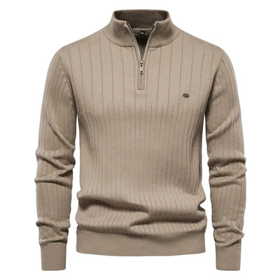 Modischer Gerippter Halbzipper-Pullover für Männer