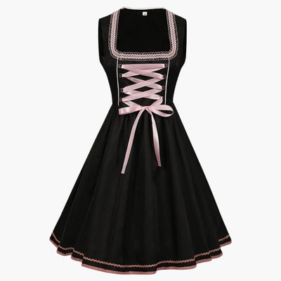 Besticktes Dirndl Kleid mit Satinband für Damen - Oktoberfest 2025