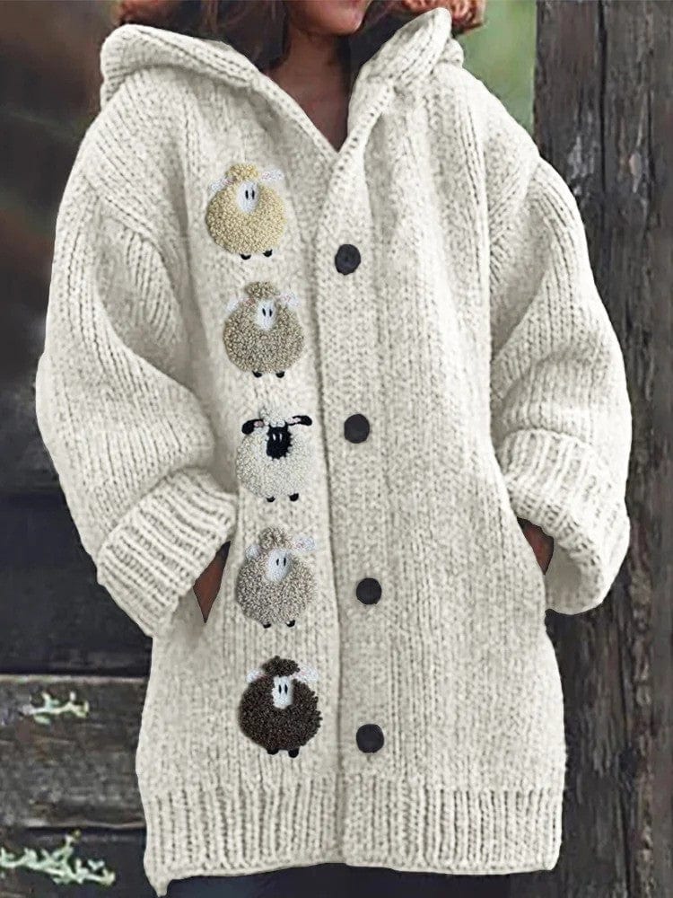 Weiße Strickjacke mit Knöpfen für Damen