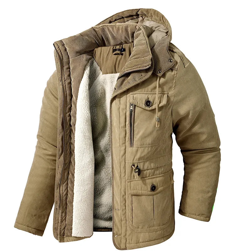 Militärische Winterjacke mit Sherpa-Futter für Herren