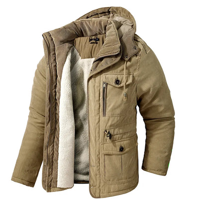 Militärische Winterjacke mit Sherpa-Futter für Herren