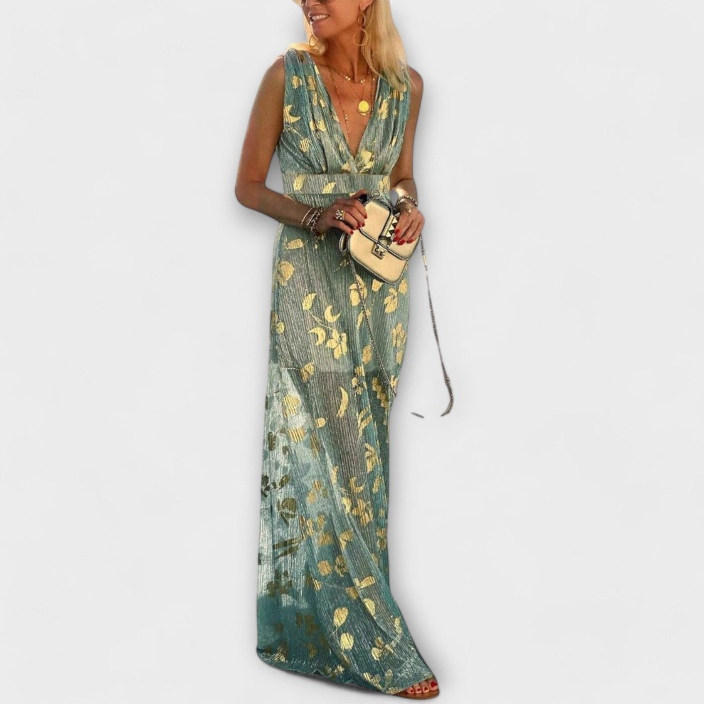 Almera – Leichtes Maxikleid mit goldenen Reflexen