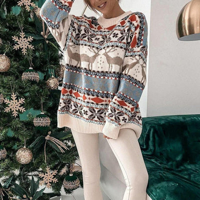 Kuscheliger Rentier-Winterpullove für Damen