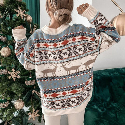Kuscheliger Rentier-Winterpullove für Damen