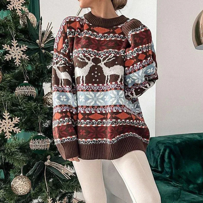 Kuscheliger Rentier-Winterpullove für Damen