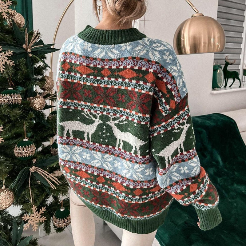 Kuscheliger Rentier-Winterpullove für Damen