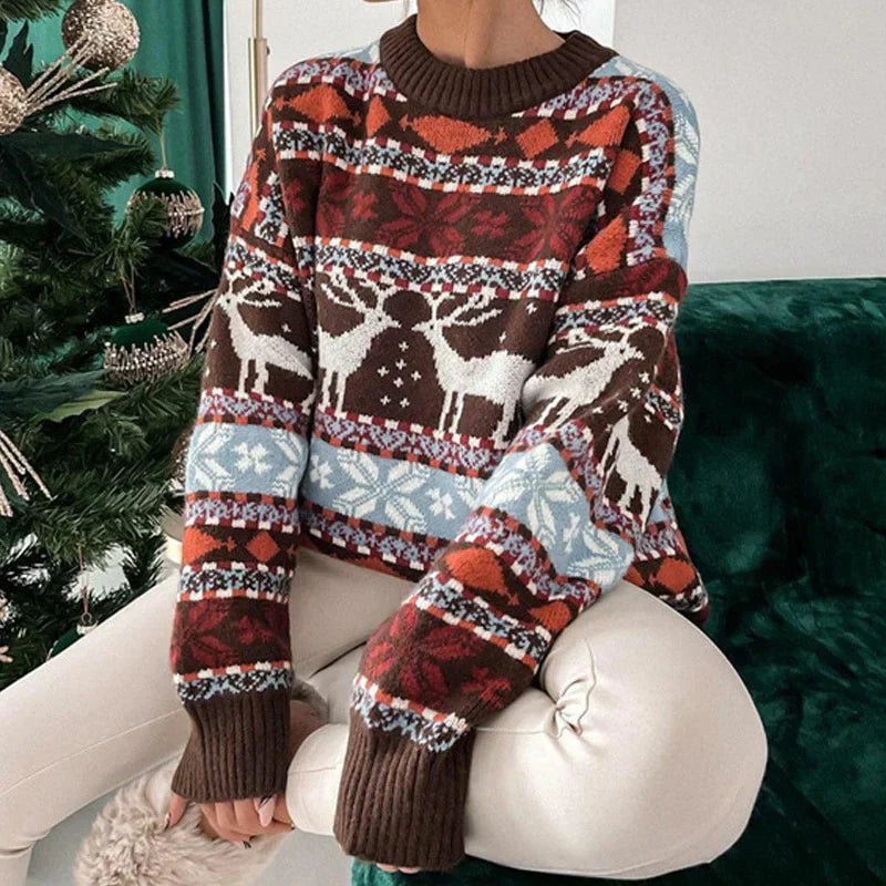 Kuscheliger Rentier-Winterpullove für Damen