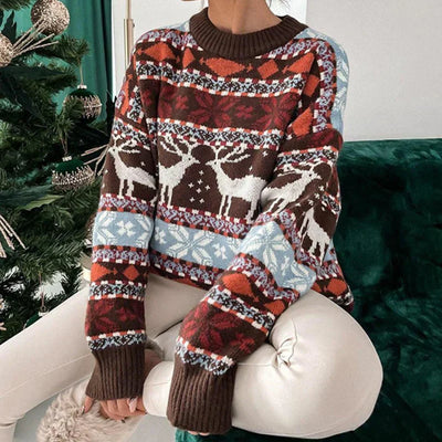 Kuscheliger Rentier-Winterpullove für Damen