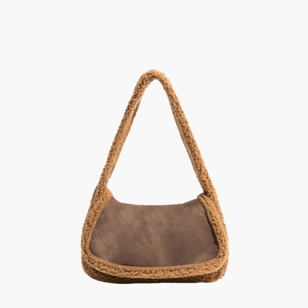 Handtasche | Teddy-Detail | Wildlederoptik