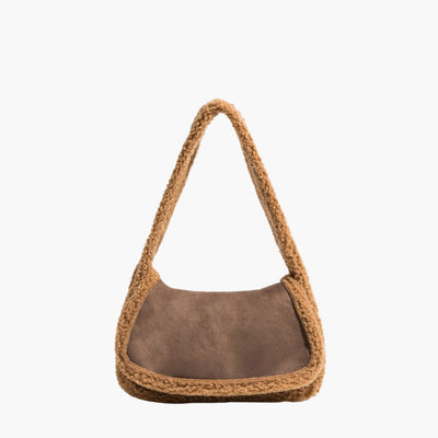 Handtasche | Teddy-Detail | Wildlederoptik