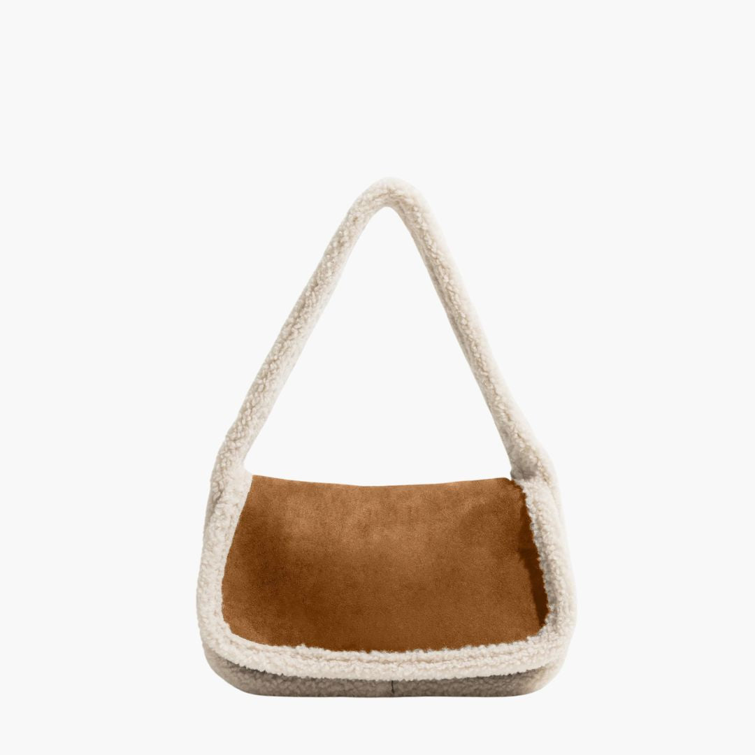 Handtasche | Teddy-Detail | Wildlederoptik