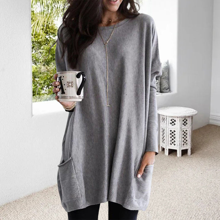 Langärmeliger Pullover mit Taschen für Frauen