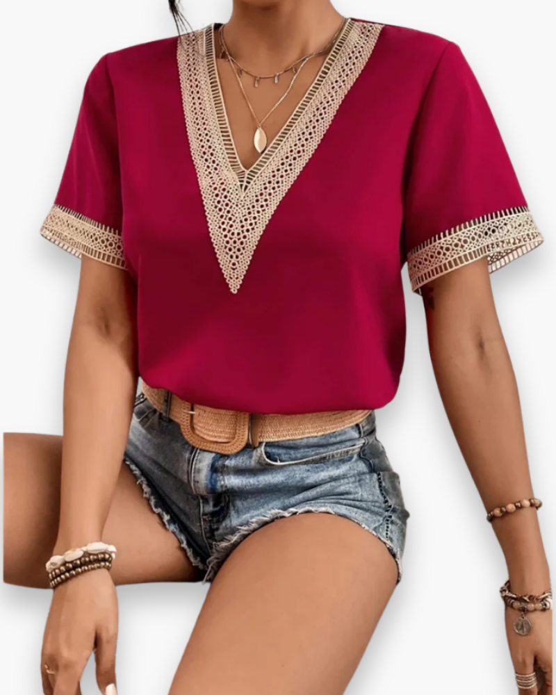 Damen Elegantes V-Ausschnitt Oberteil | Zeitlos