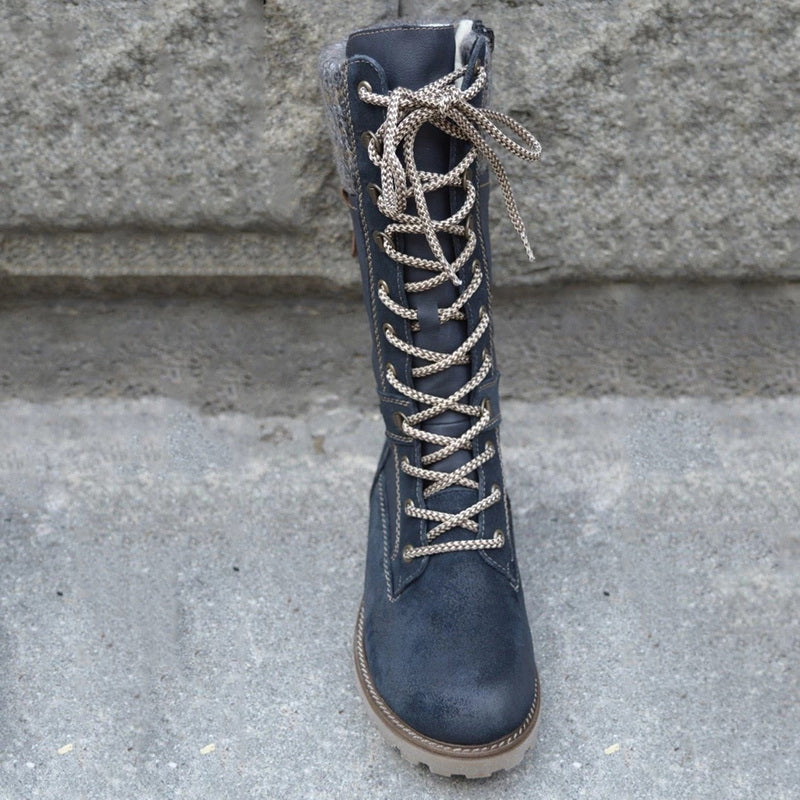 Schnürstiefel mit gestrickter Manschette für Frauen