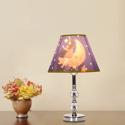 StarDreamer – Kinderwandlampe mit Mädchen- und Nachthimmel-Druck