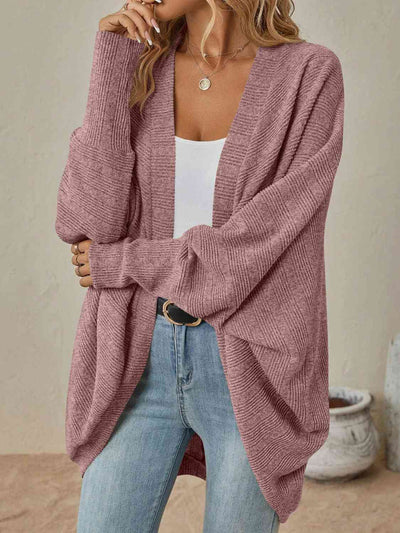 Lose Schulter Gerippte Strickjacke für Damen