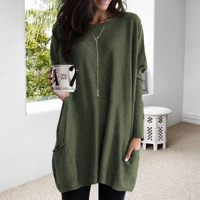 Langärmeliger Pullover mit Taschen für Frauen