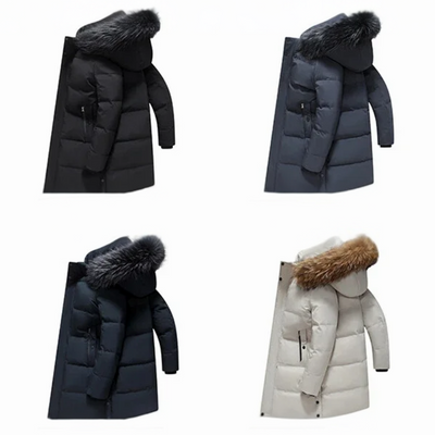 Zip-up Parka Jacke mit Pelzkapuze für Herren