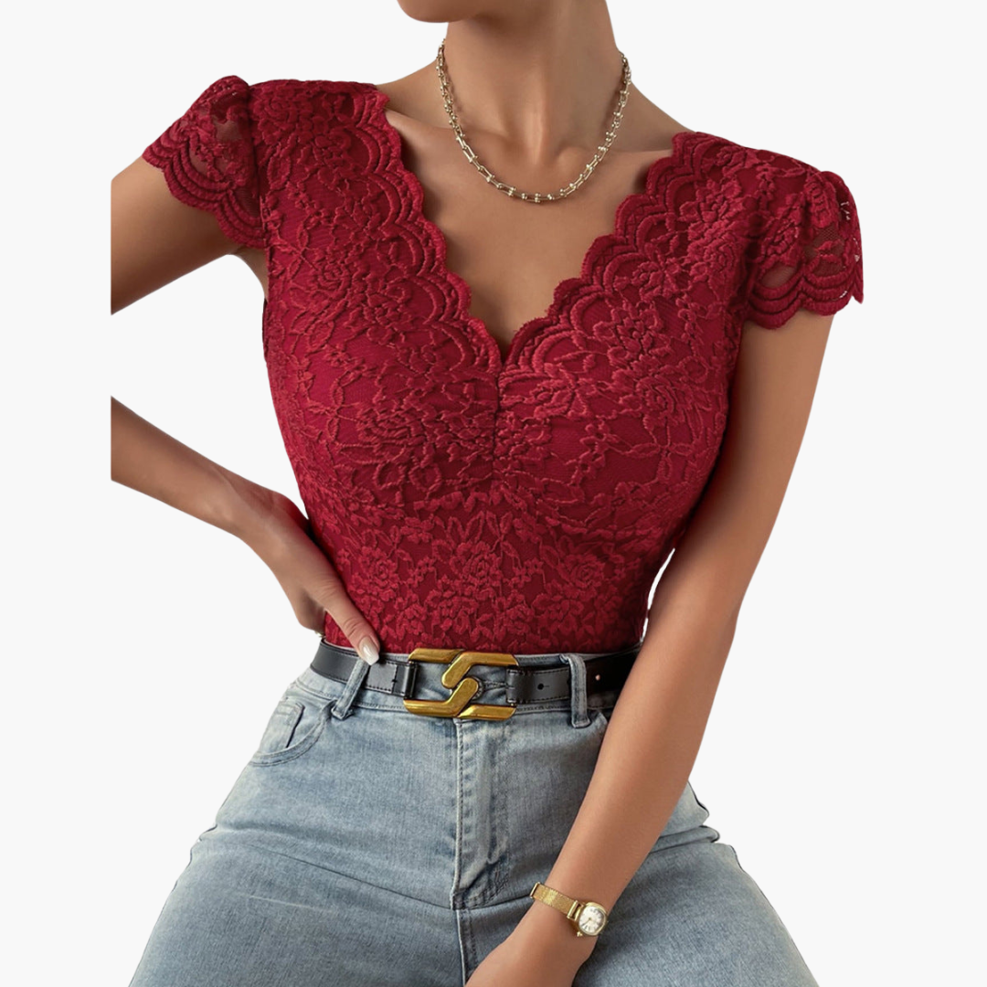Bodysuit aus Spitze für Frauen - Eleganter V-Ausschnitt