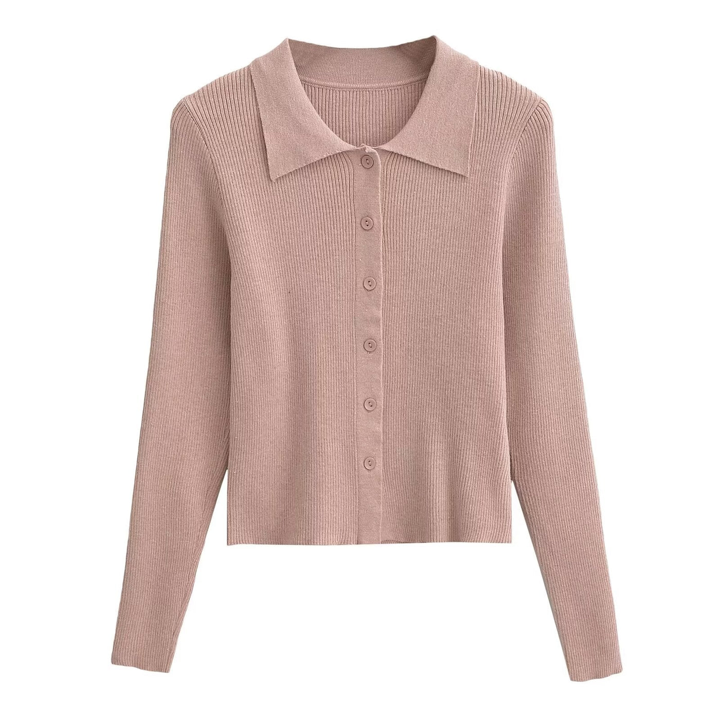 Gerippter Strick-Cardigan | Eleganter Kragen | Figurbetonter Schnitt