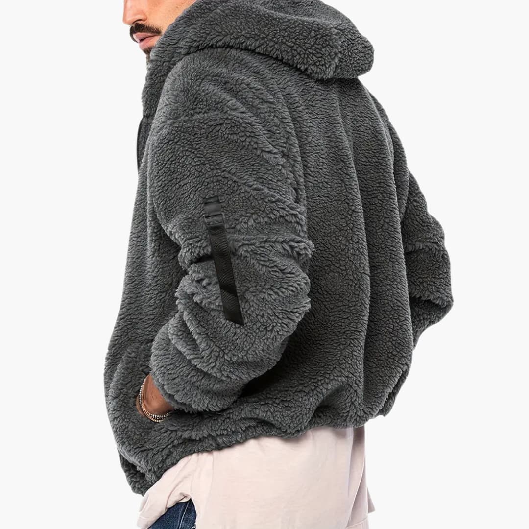 Herren Teddy jacke mit Reißverschluss und langen Ärmeln