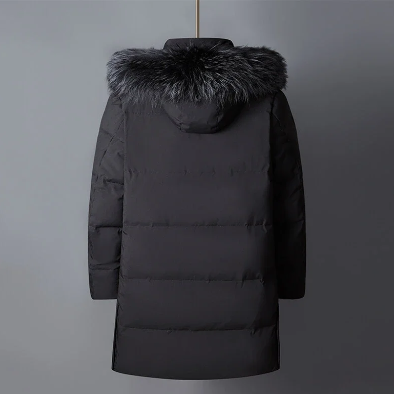 Zip-up Parka Jacke mit Pelzkapuze für Herren