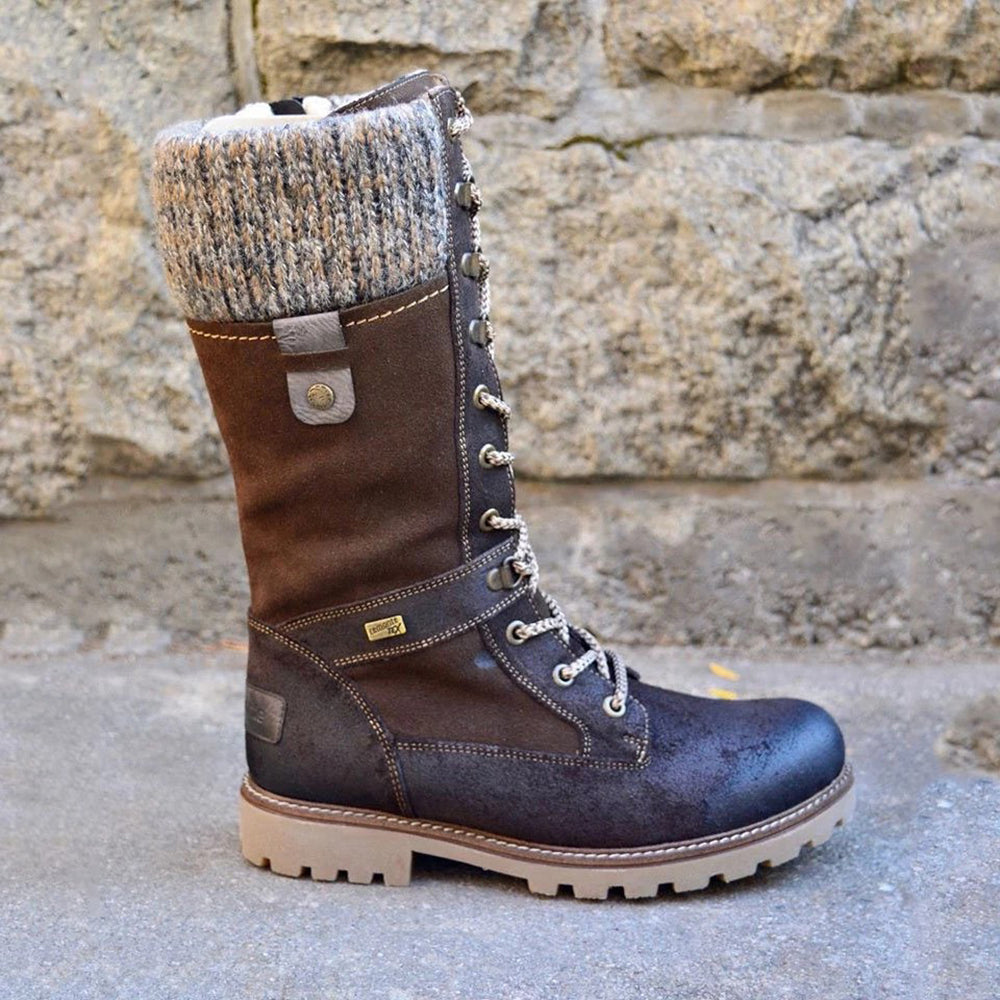 Schnürstiefel mit gestrickter Manschette für Frauen